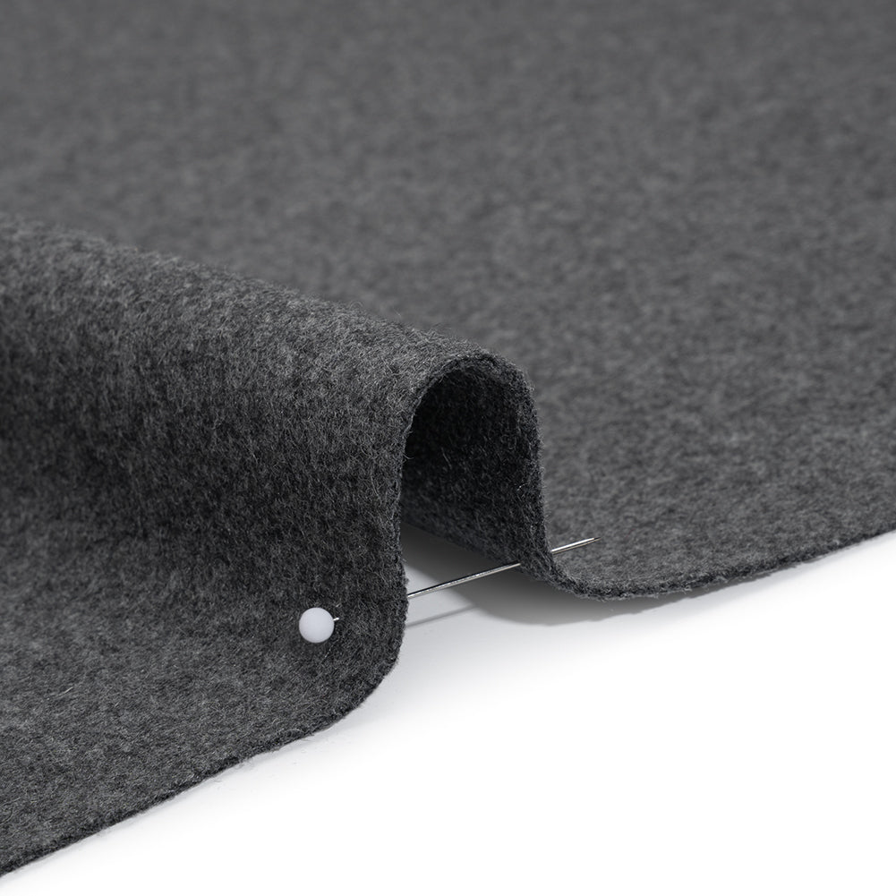 Recycled Brushed Wool Blend Twill Coating - Lead Gray - Made in Italy - Maeve Collection Detail Recycled Brushed Wool Blend Twill Coating - Lead Gray - Made in Italy - Maeve Collection Detail