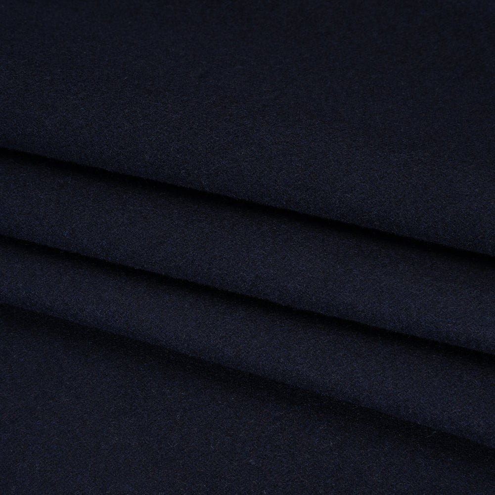 Recycled Brushed Wool Blend Twill Coating - Midnight Blue - Made in Italy - Maeve Collection Folded Recycled Brushed Wool Blend Twill Coating - Midnight Blue - Made in Italy - Maeve Collection Folded