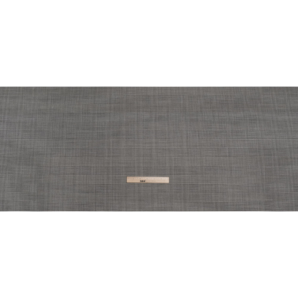 Stretch Wool Twill Suiting Made in Italy - Black and White Glen Plaid Stretch Wool Twill Suiting Made in Italy - Black and White Glen Plaid