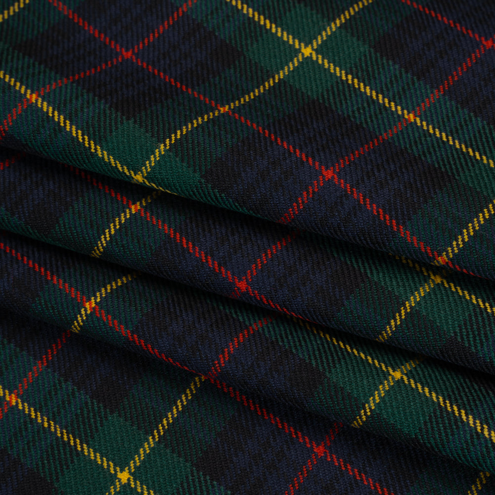 Virgin Wool Twill Made in Italy - Blue, Green, Red and Yellow Plaid Folded Virgin Wool Twill Made in Italy - Blue, Green, Red and Yellow Plaid Folded
