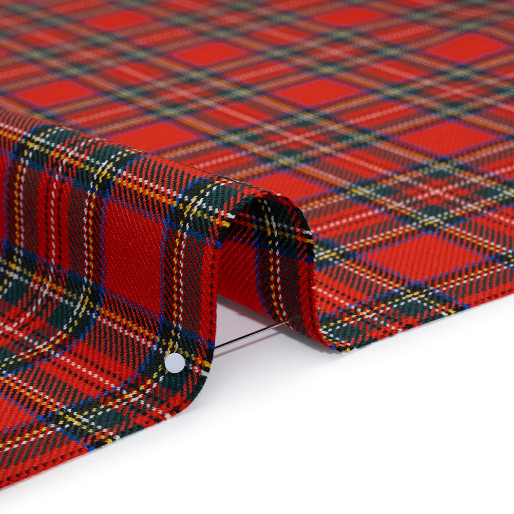Virgin Wool Twill Made in Italy - Red, Green and Yellow Plaid Virgin Wool Twill Made in Italy - Red, Green and Yellow Plaid