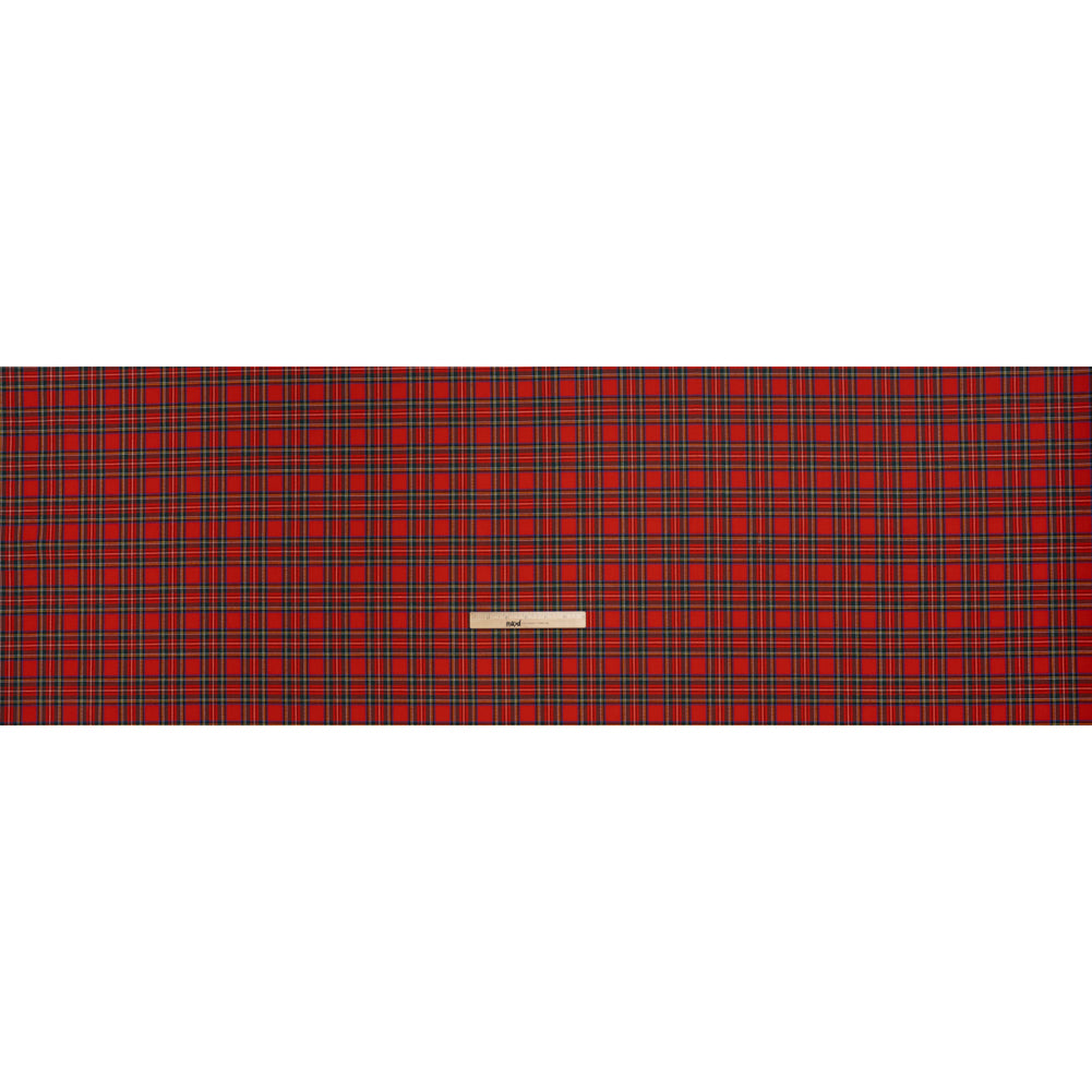 Virgin Wool Twill Made in Italy - Red, Green and Yellow Plaid Virgin Wool Twill Made in Italy - Red, Green and Yellow Plaid