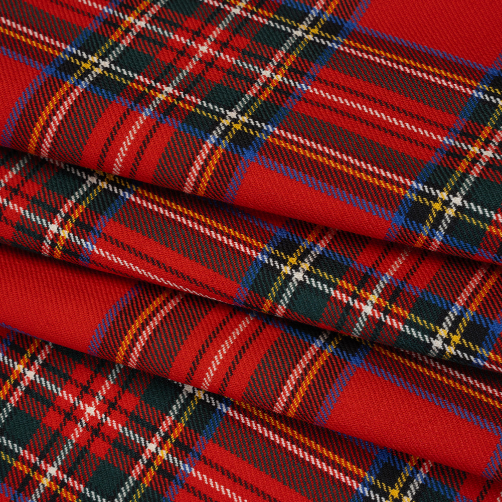 Virgin Wool Twill Made in Italy - Red, Blue and Green Classic Holiday Plaid Virgin Wool Twill Made in Italy - Red, Blue and Green Classic Holiday Plaid