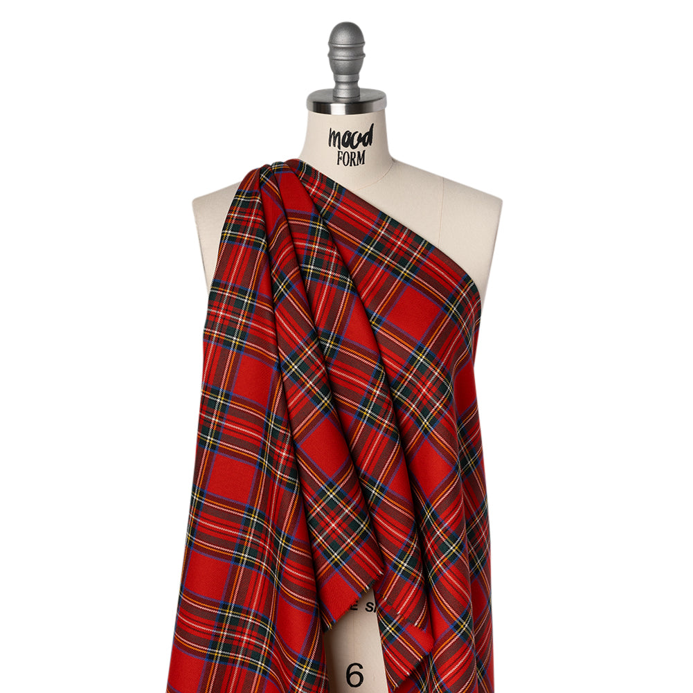 Virgin Wool Twill Made in Italy - Red, Blue and Green Classic Holiday Plaid Virgin Wool Twill Made in Italy - Red, Blue and Green Classic Holiday Plaid