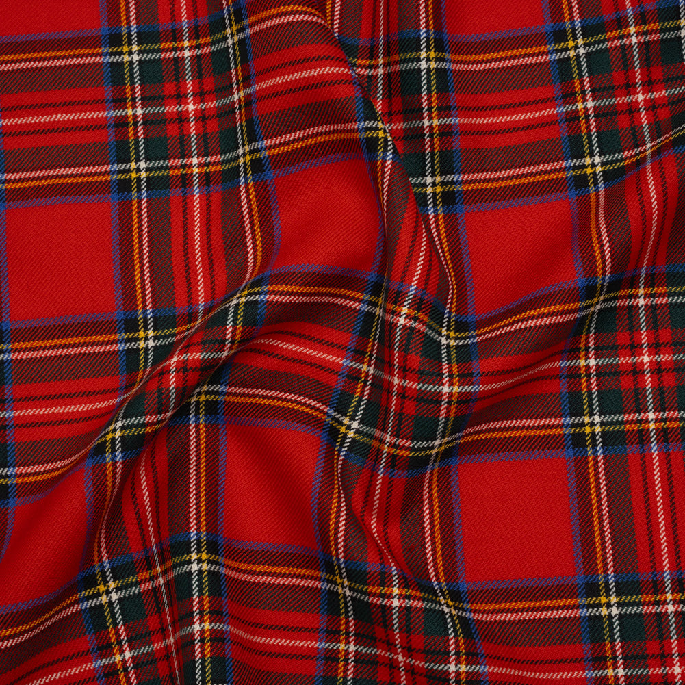 Virgin Wool Twill Made in Italy - Red, Blue and Green Classic Holiday Plaid Virgin Wool Twill Made in Italy - Red, Blue and Green Classic Holiday Plaid