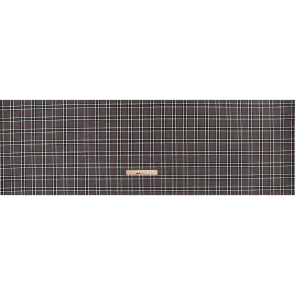 Virgin Wool Twill Made in Italy - Gray, Black and Red Classic Plaid Full Virgin Wool Twill Made in Italy - Gray, Black and Red Classic Plaid Full