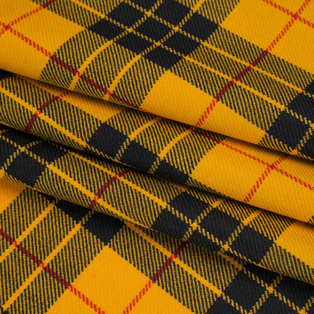 Virgin Wool Twill Made in Italy - Yellow, Black and Red Plaid Virgin Wool Twill Made in Italy - Yellow, Black and Red Plaid