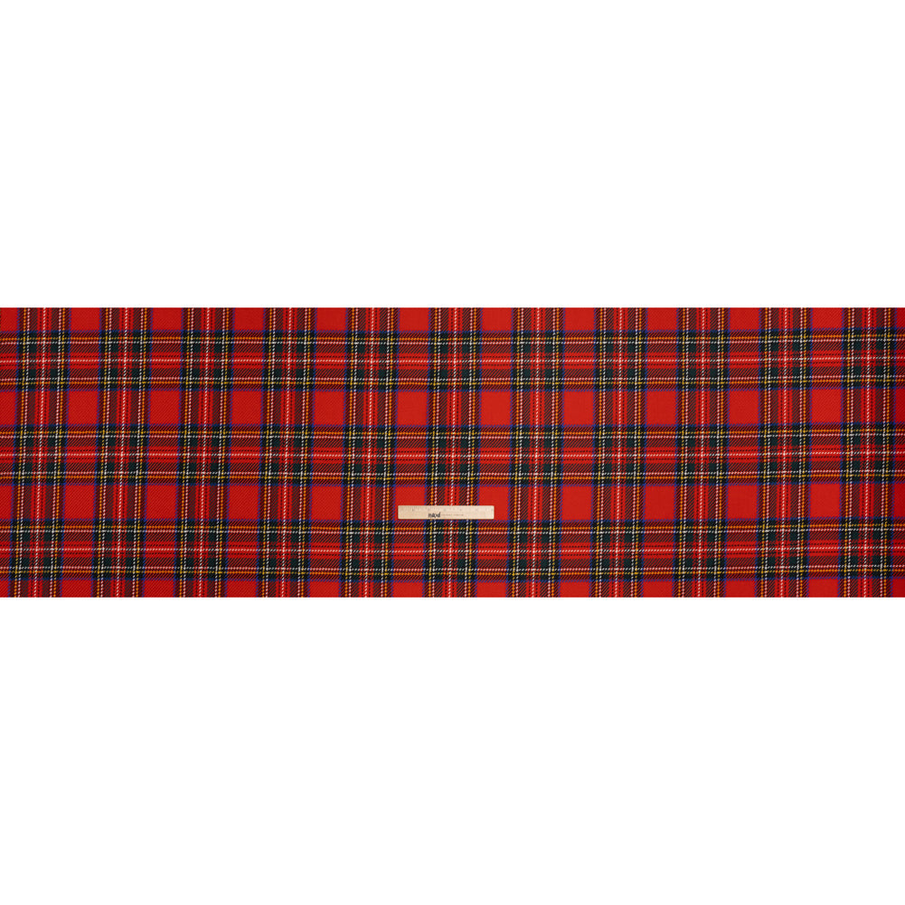 Heavy Virgin Wool Twill Made in Italy - Red, Blue and Green Plaid - Full Heavy Virgin Wool Twill Made in Italy - Red, Blue and Green Plaid - Full