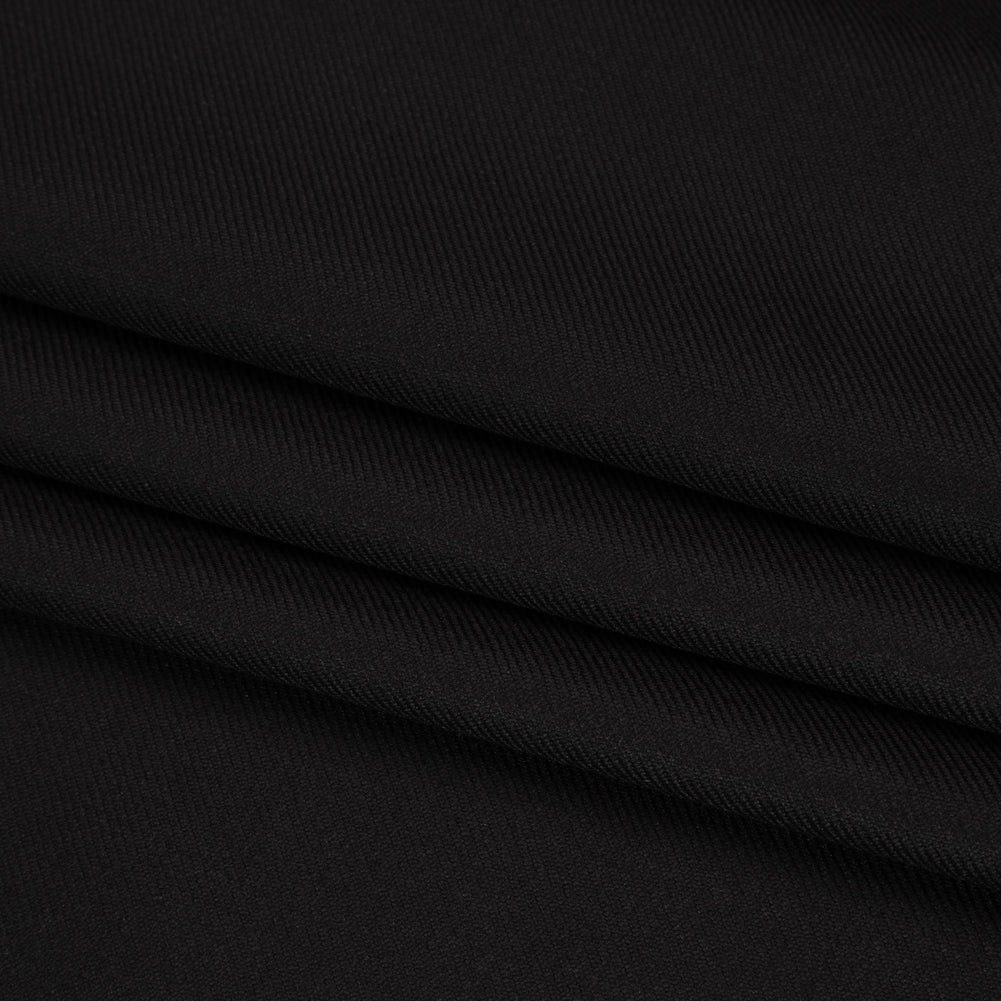 Virgin Merino Wool Twill Suiting Made in Italy - Black Virgin Merino Wool Twill Suiting Made in Italy - Black