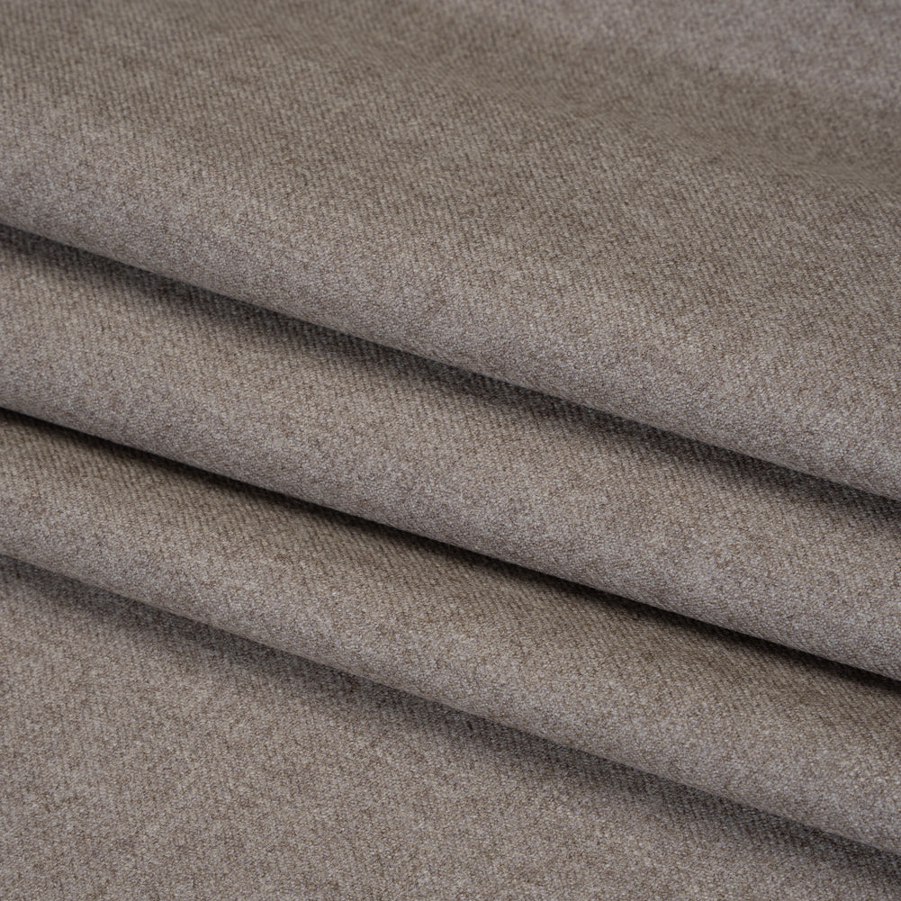 Brushed Virgin Wool Twill Made in Italy - Heathered Greige Brushed Virgin Wool Twill Made in Italy - Heathered Greige