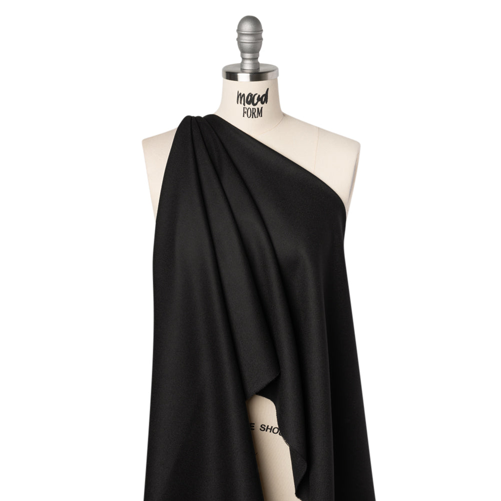 Brushed Virgin Wool Twill Made in Italy - Black Brushed Virgin Wool Twill Made in Italy - Black