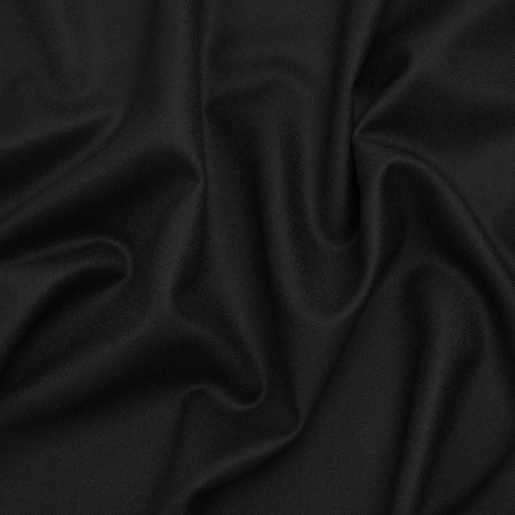 Brushed Virgin Wool Twill Made in Italy - Black Brushed Virgin Wool Twill Made in Italy - Black