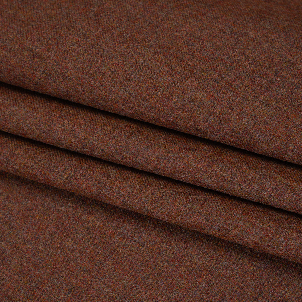 Brushed Virgin Wool Twill Made in Italy - Heathered Brick Red Brown Brushed Virgin Wool Twill Made in Italy - Heathered Brick Red Brown
