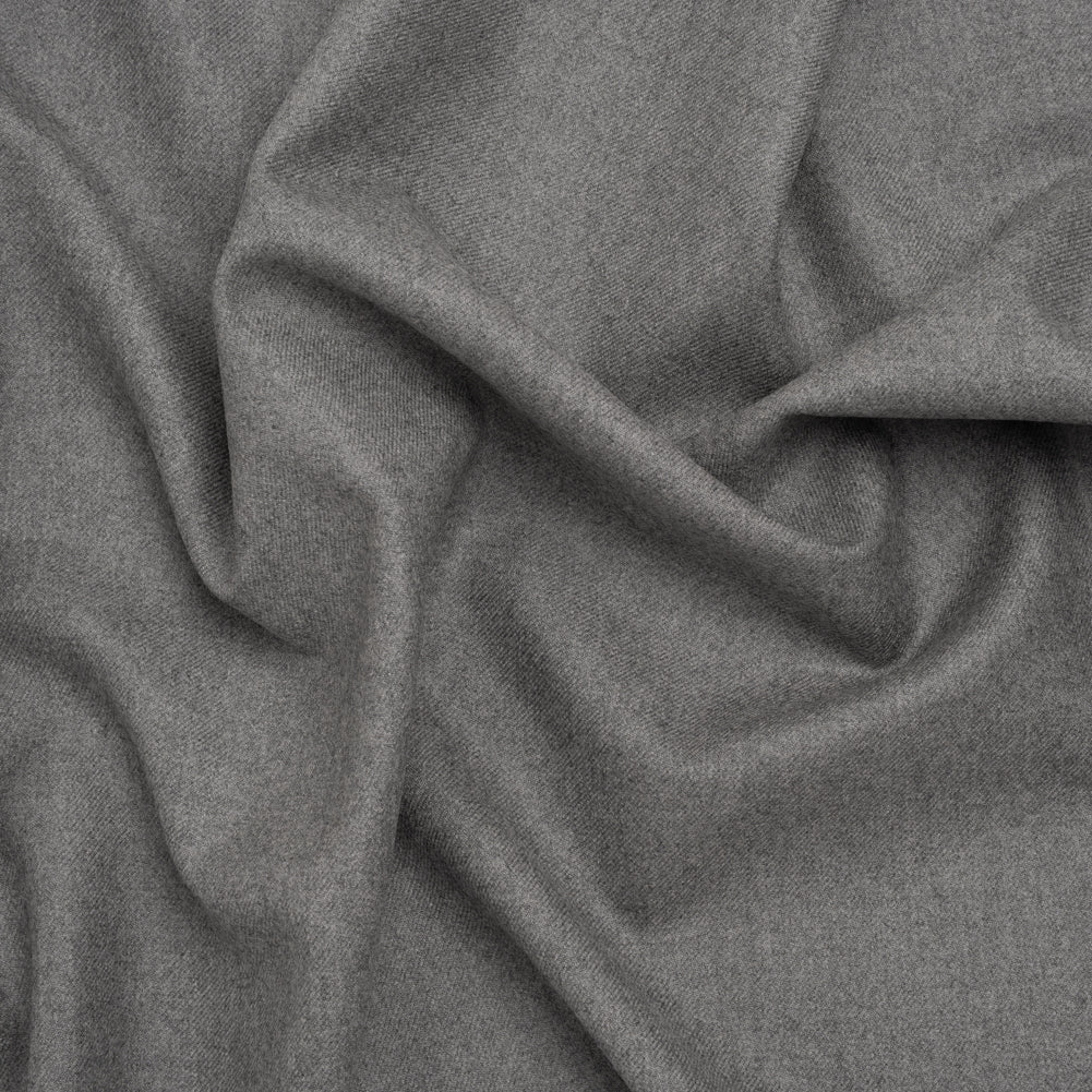 Brushed Virgin Wool Twill Made in Italy - Heathered Light Gray Brushed Virgin Wool Twill Made in Italy - Heathered Light Gray