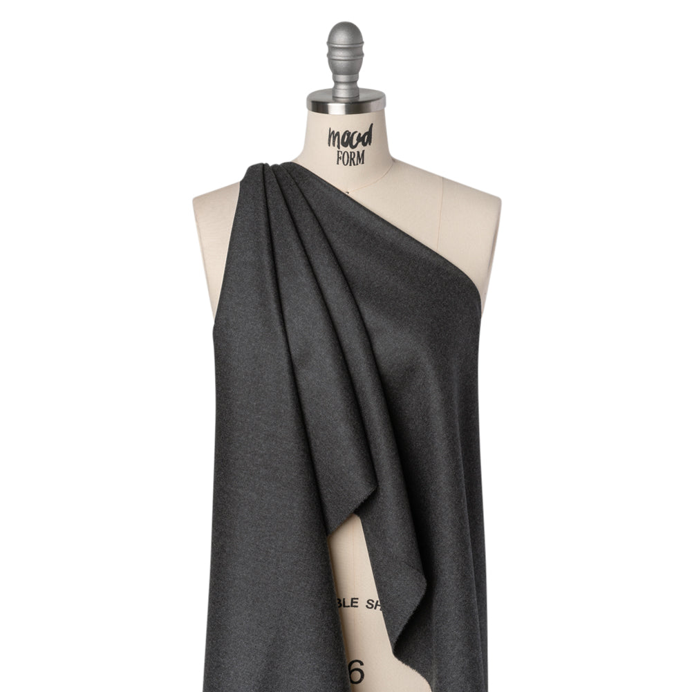 Brushed Virgin Wool Twill Made in Italy - Heathered Dark Gray Brushed Virgin Wool Twill Made in Italy - Heathered Dark Gray