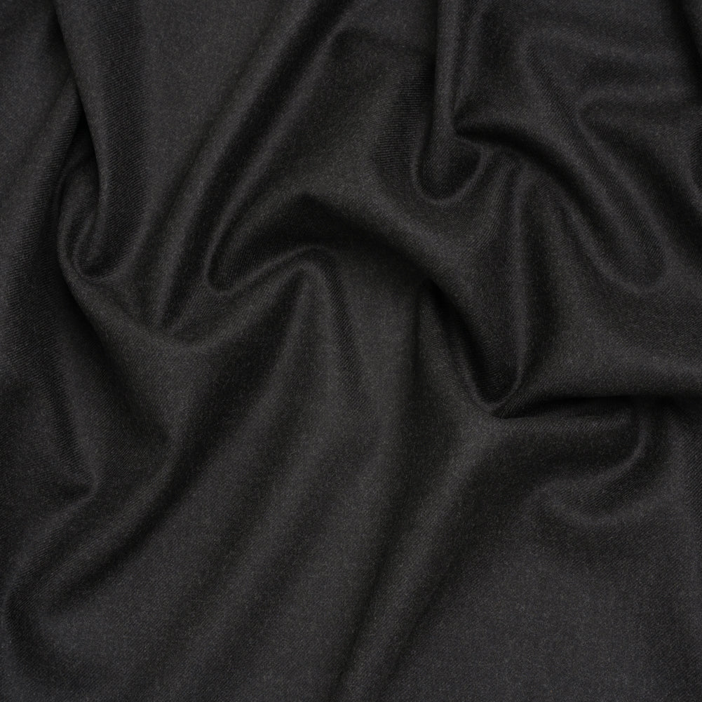 Brushed Virgin Wool Twill Made in Italy - Heathered Anthracite Gray Brushed Virgin Wool Twill Made in Italy - Heathered Anthracite Gray