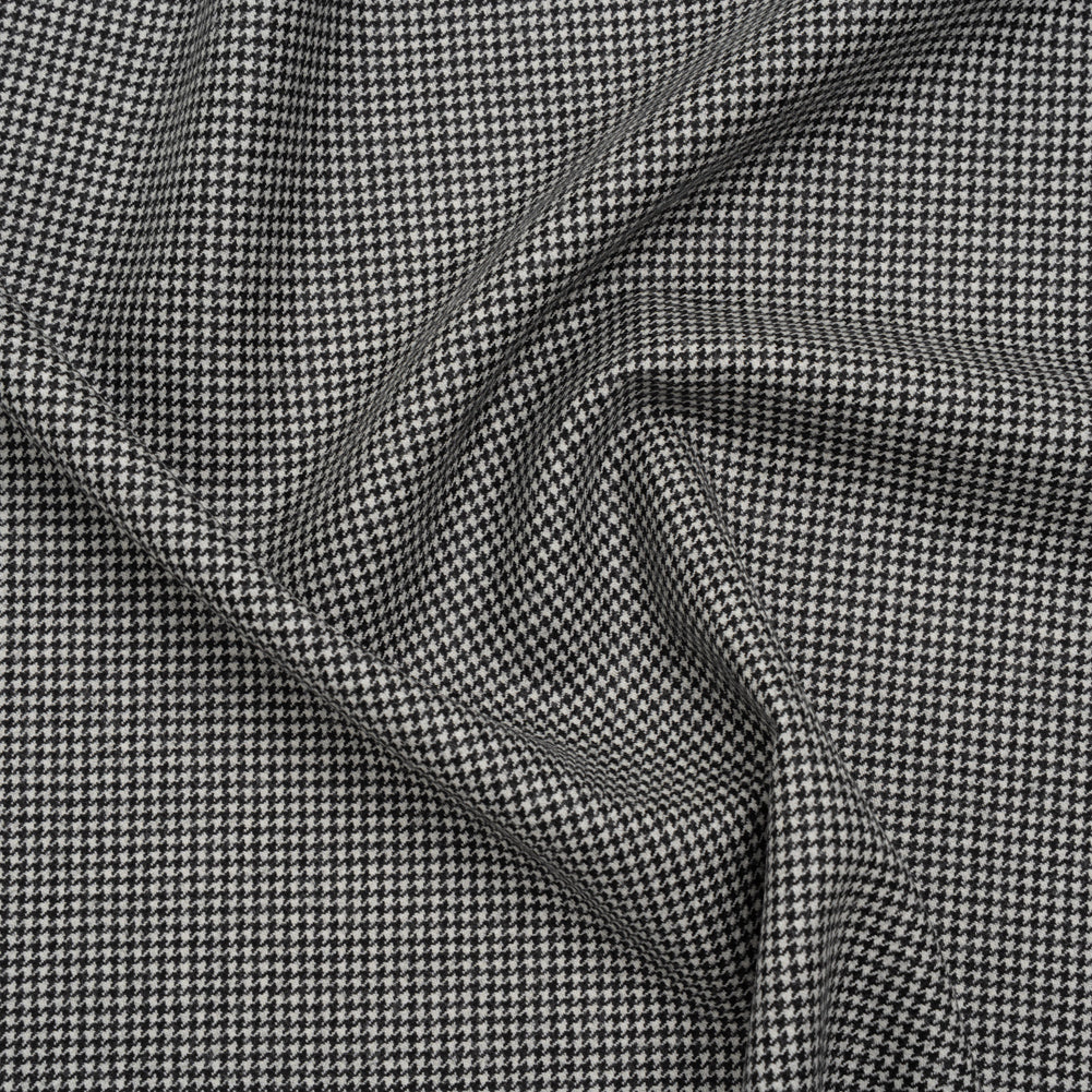 Brushed Virgin Merino Wool Twill - Black and White Little Houndstooth Brushed Virgin Merino Wool Twill - Black and White Little Houndstooth