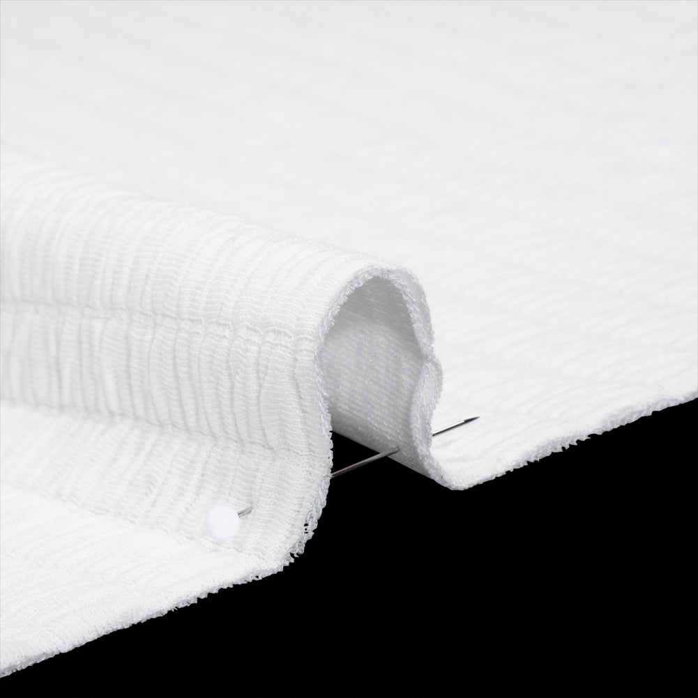 Ruched Stretch Modal and Cotton Double Knit - White - Deadstock Ruched Stretch Modal and Cotton Double Knit - White - Deadstock