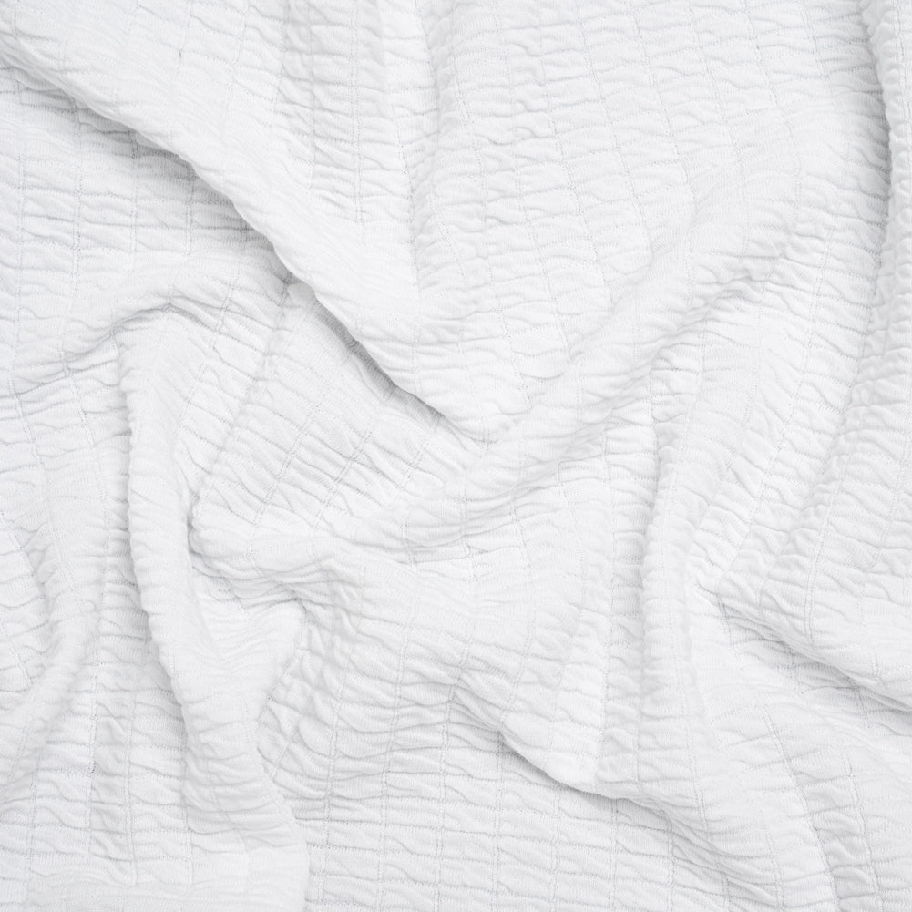 Ruched Stretch Modal and Cotton Double Knit - White - Deadstock Ruched Stretch Modal and Cotton Double Knit - White - Deadstock