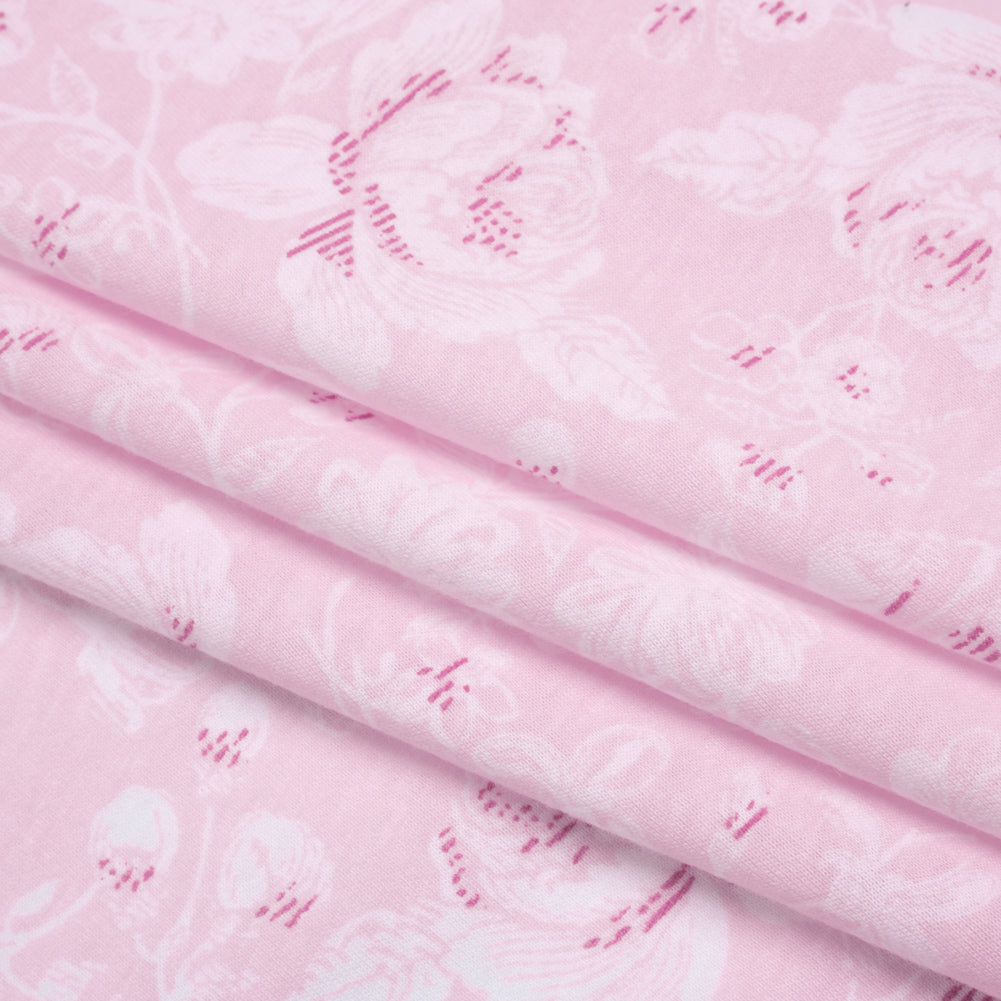 Cotton Jersey - Pink and White Floral - Deadstock Cotton Jersey - Pink and White Floral - Deadstock