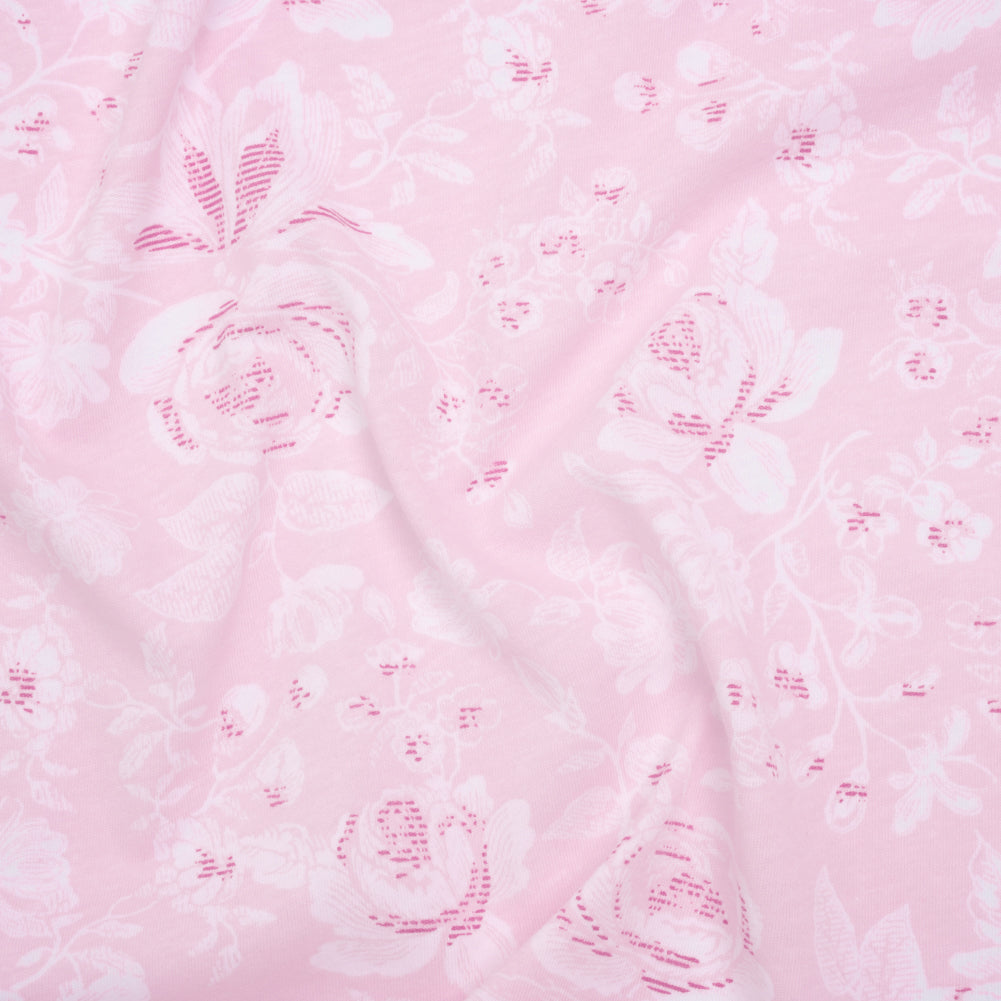 Cotton Jersey - Pink and White Floral - Deadstock Cotton Jersey - Pink and White Floral - Deadstock