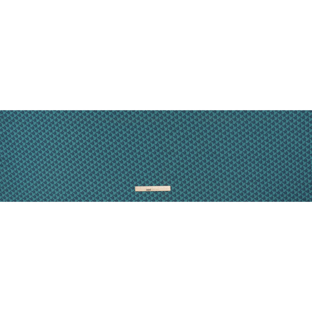 Stretch Cotton Jersey - Dusty Teal and Navy Blue Palm Trees - Deadstock Stretch Cotton Jersey - Dusty Teal and Navy Blue Palm Trees - Deadstock