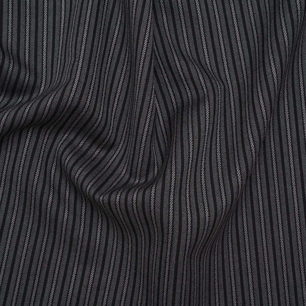 Wool Dobby Suiting - Black and Gray Stripes - Deadstock Wool Dobby Suiting - Black and Gray Stripes - Deadstock