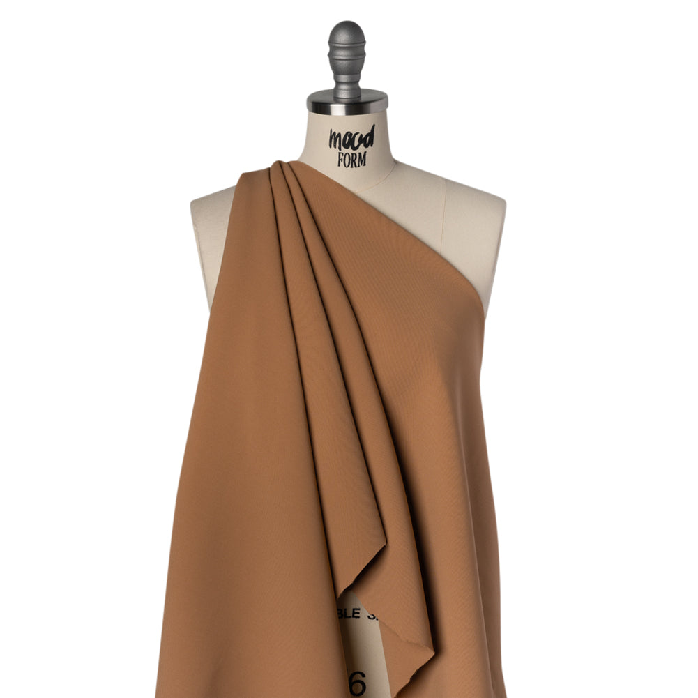 Stretch Recycled Polyester and Viscose Double Cloth - Tan - Deadstock Stretch Recycled Polyester and Viscose Double Cloth - Tan - Deadstock