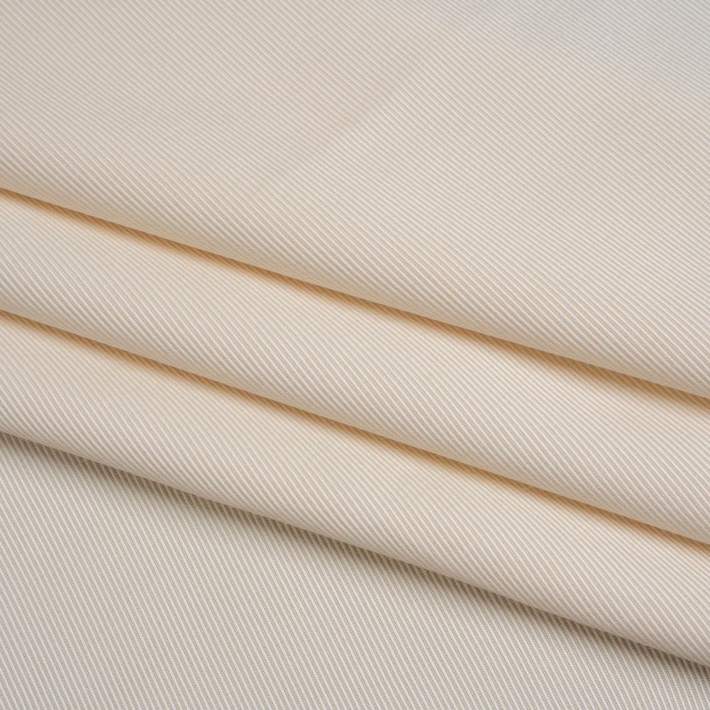 Luminous Recycled Polyester and Viscose Twill - Ivory - Deadstock Luminous Recycled Polyester and Viscose Twill - Ivory - Deadstock