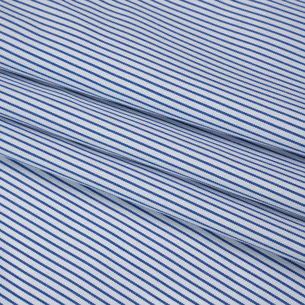 Cotton Shirting - Poseidon Blue and White Stripes - Deadstock Cotton Shirting - Poseidon Blue and White Stripes - Deadstock