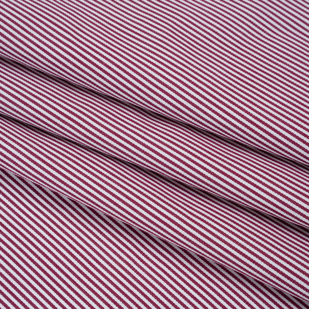 Cotton Shirting - Maroon and White Candy Stripes - Deadstock Cotton Shirting - Maroon and White Candy Stripes - Deadstock