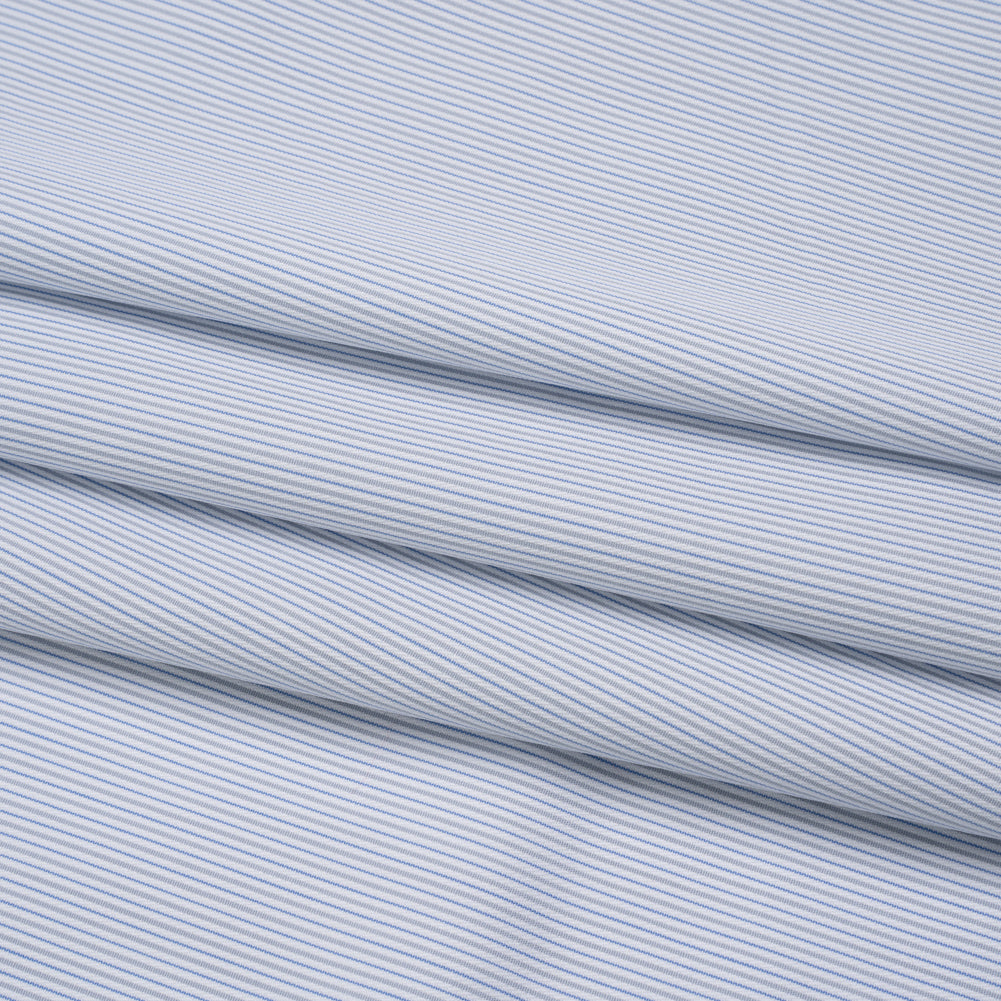 Cotton Twill Shirting - Country Blue, Light Gray and White Stripes Cotton Twill Shirting - Country Blue, Light Gray and White Stripes