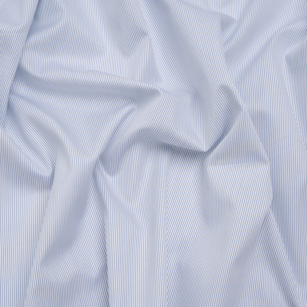 Cotton Twill Shirting - Country Blue, Light Gray and White Stripes Cotton Twill Shirting - Country Blue, Light Gray and White Stripes