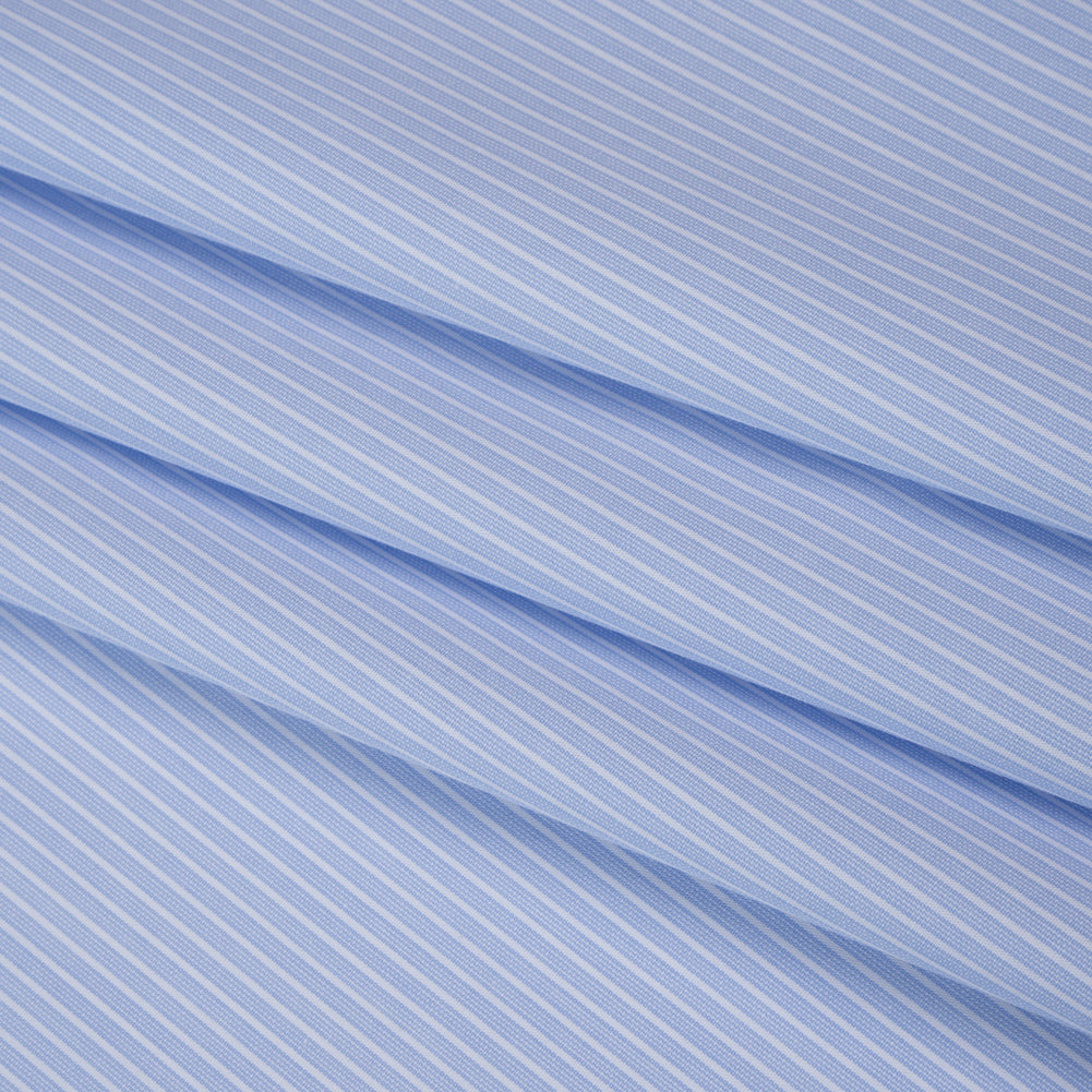Cotton Poplin Shirting - Sky Blue and White Stripes - Deadstock Cotton Poplin Shirting - Sky Blue and White Stripes - Deadstock