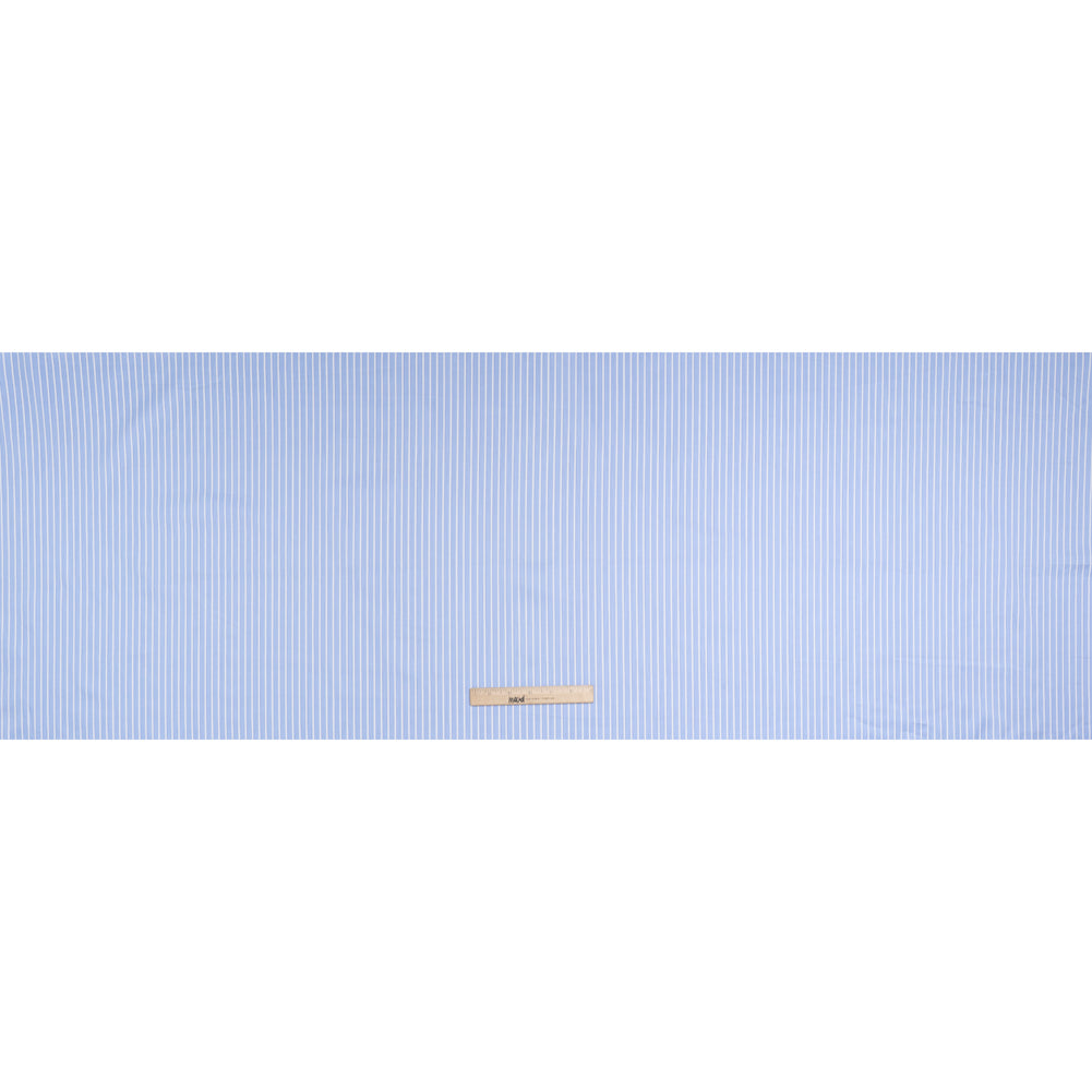 Cotton Twill Shirting - Light Blue and White Stripes - Deadstock Cotton Twill Shirting - Light Blue and White Stripes - Deadstock