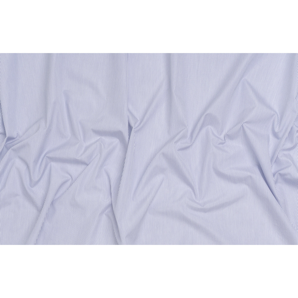Cotton Poplin Shirting - Dark Blue and White Pinstripes - Deadstock Cotton Poplin Shirting - Dark Blue and White Pinstripes - Deadstock