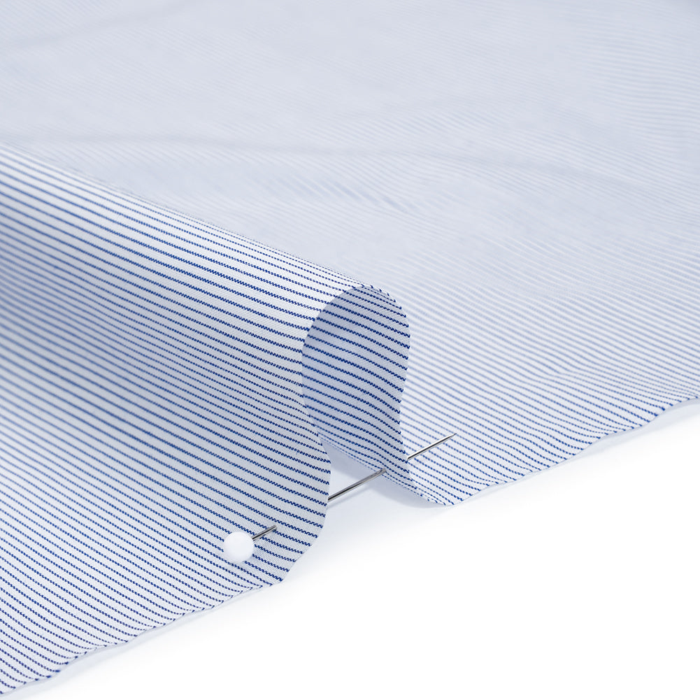 Cotton Shirting - Dark Blue and White Pinstripes - Deadstock Cotton Shirting - Dark Blue and White Pinstripes - Deadstock