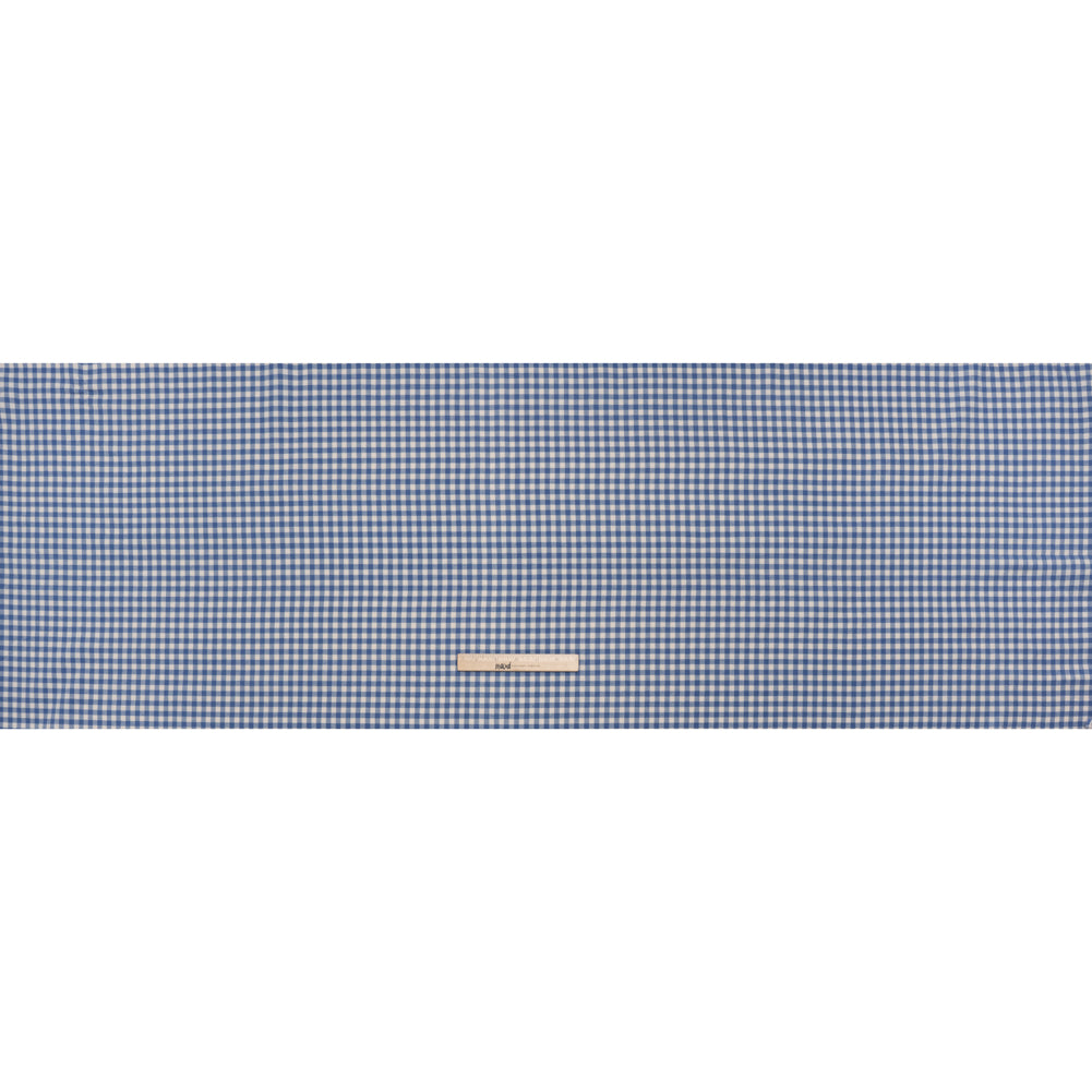 Brushed Cotton Twill Shirting - Blue and Cream Gingham Check - Designer Deadstock Brushed Cotton Twill Shirting - Blue and Cream Gingham Check - Designer Deadstock