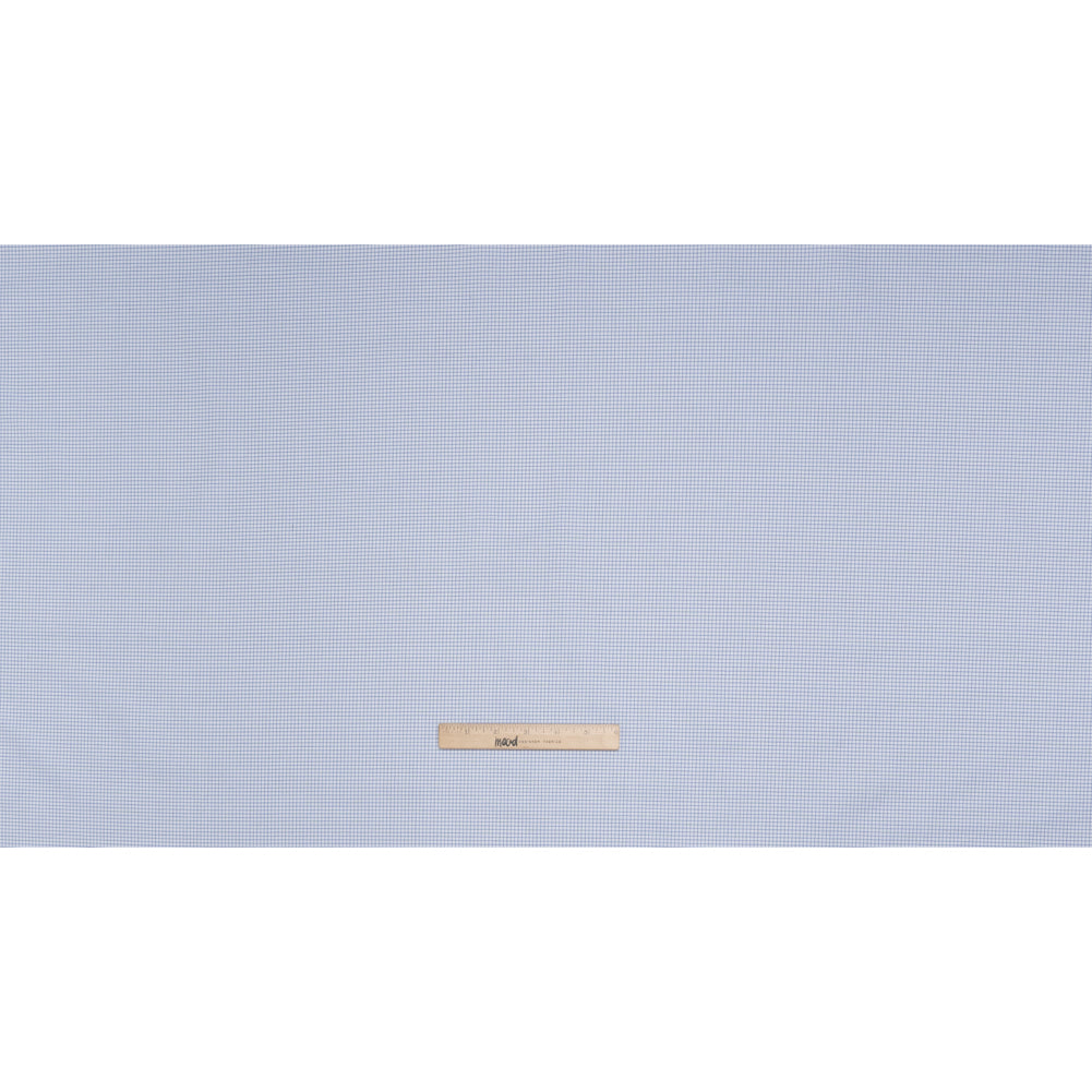 Cotton Twill Shirting - Blue and White Graph Paper Checks - Deadstock Cotton Twill Shirting - Blue and White Graph Paper Checks - Deadstock