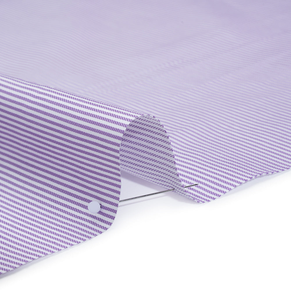 Cotton Herringbone Twill Shirting - Lavender and White Stripes - Deadstock Cotton Herringbone Twill Shirting - Lavender and White Stripes - Deadstock