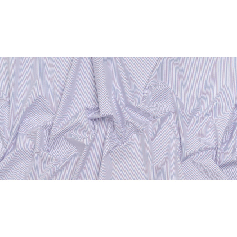 Cotton Twill Shirting - Blue, Purple and White Pinstripes - Deadstock Cotton Twill Shirting - Blue, Purple and White Pinstripes - Deadstock