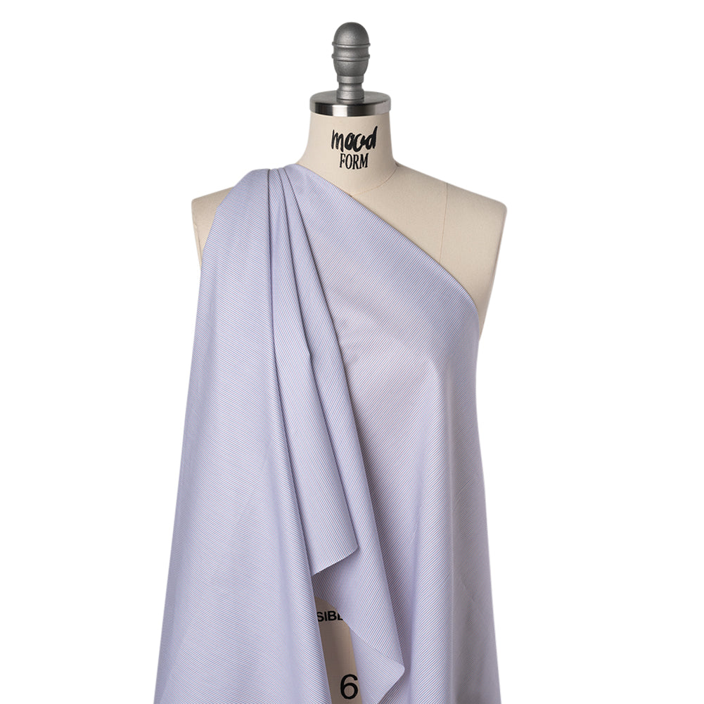 Cotton Twill Shirting - Blue, Purple and White Pinstripes - Deadstock Cotton Twill Shirting - Blue, Purple and White Pinstripes - Deadstock