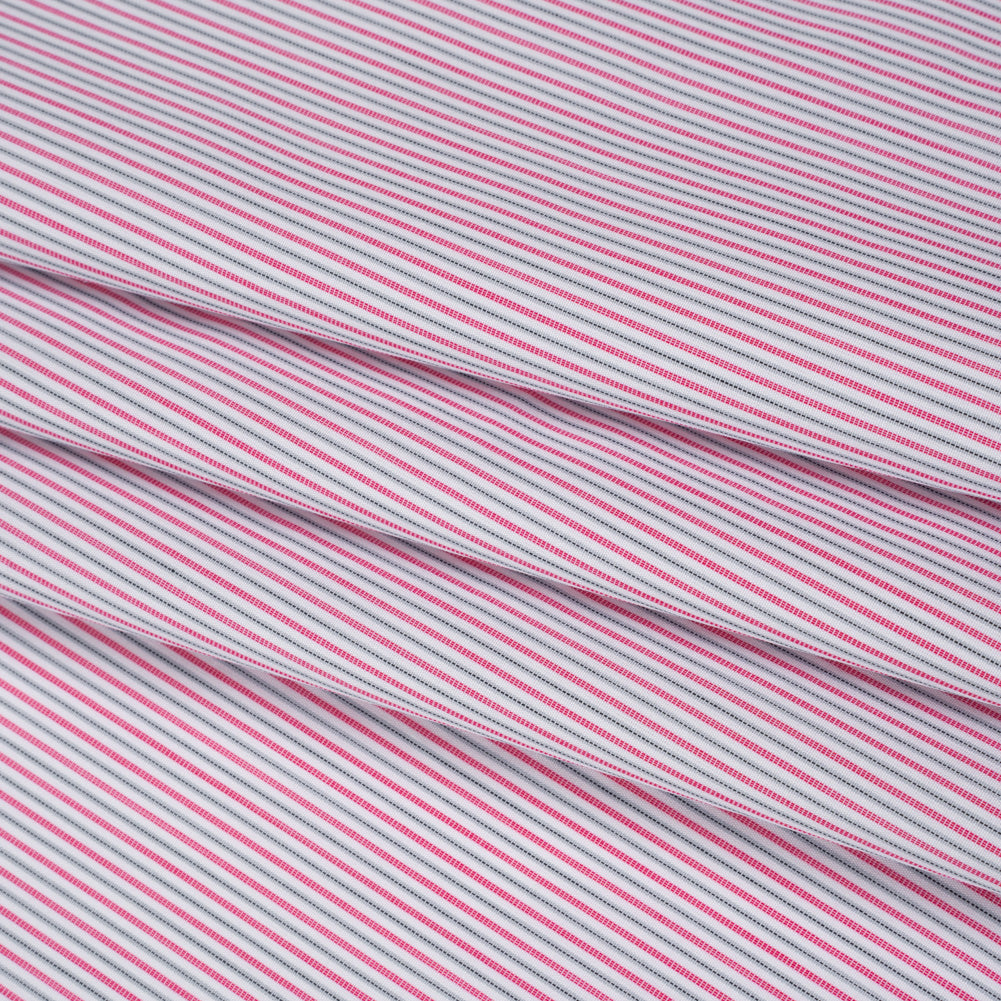 Cotton Shirting - Red, Black and White Stripes - Deadstock Cotton Shirting - Red, Black and White Stripes - Deadstock