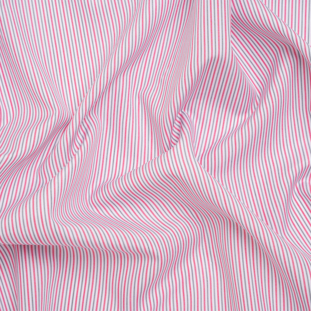 Cotton Shirting - Red, Black and White Stripes - Deadstock Cotton Shirting - Red, Black and White Stripes - Deadstock