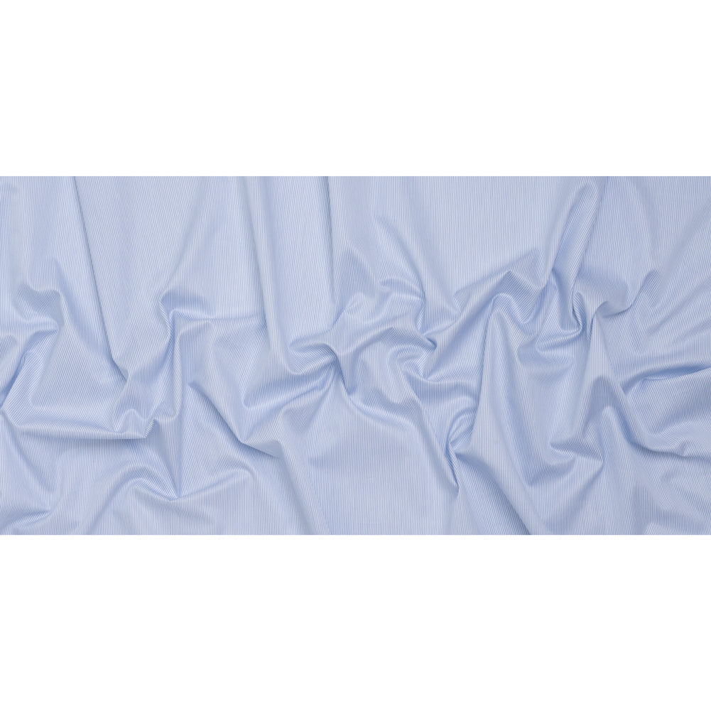 Cotton Twill Shirting - Sky Blue, Blue and White Bordered Candy Stripes - Deadstock Cotton Twill Shirting - Sky Blue, Blue and White Bordered Candy Stripes - Deadstock