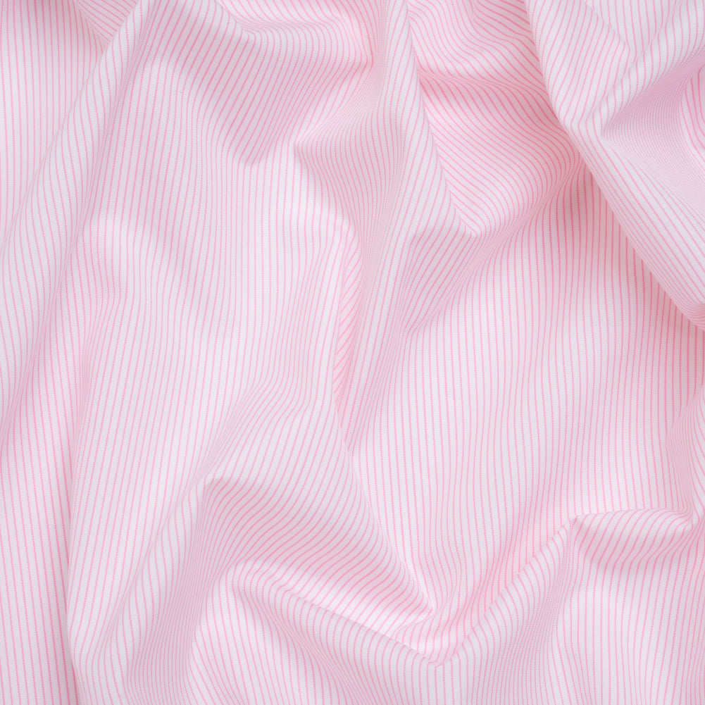 Cotton Shirting - Blush Pink and White Stripes - Deadstock Cotton Shirting - Blush Pink and White Stripes - Deadstock