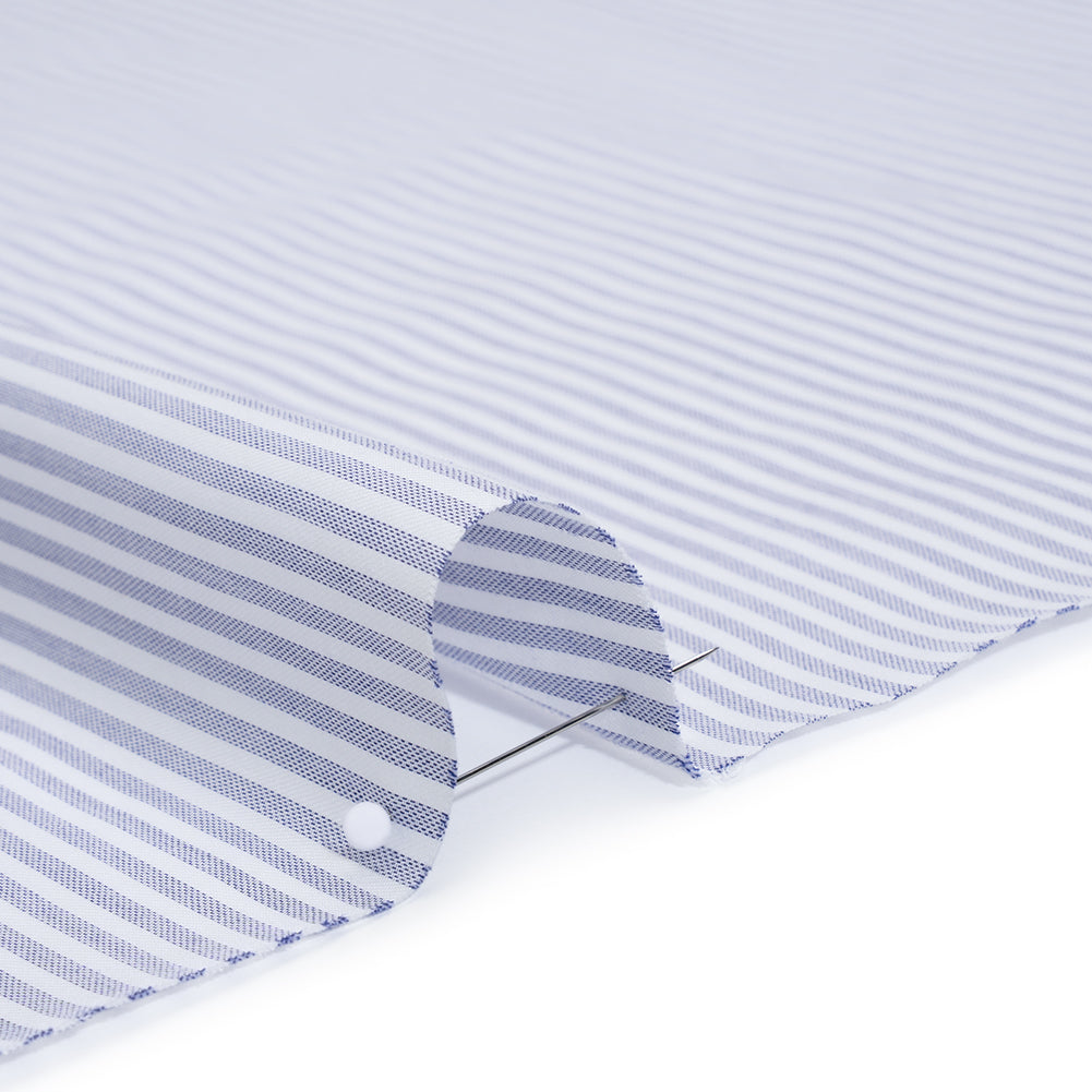 Cotton Basketweave Shirting - Blue and White Candy Stripes - Deadstock Cotton Basketweave Shirting - Blue and White Candy Stripes - Deadstock