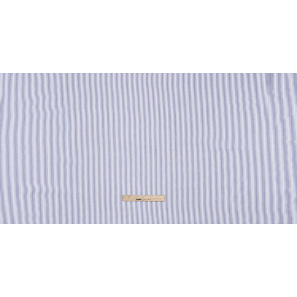 Cotton Basketweave Shirting - Blue and White Candy Stripes - Deadstock Cotton Basketweave Shirting - Blue and White Candy Stripes - Deadstock