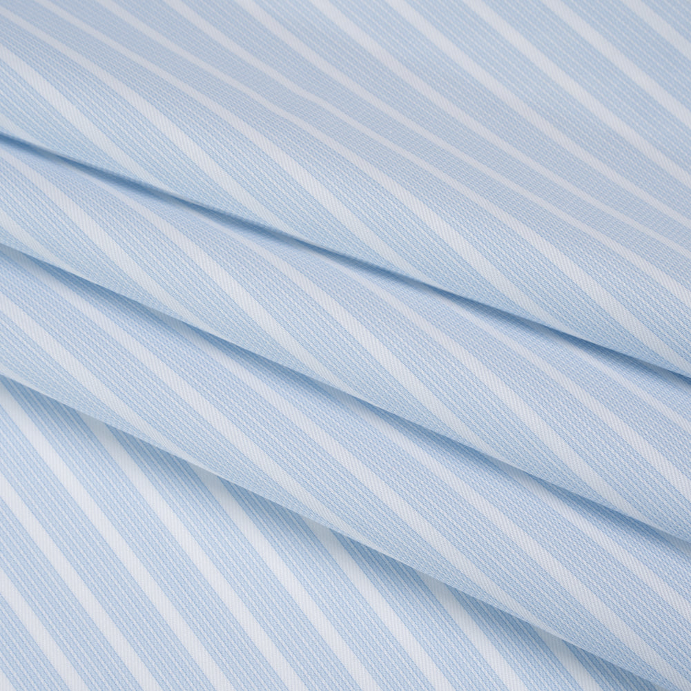 Cotton Twill Shirting - Baby Blue and White Stripe Bundles - Deadstock Cotton Twill Shirting - Baby Blue and White Stripe Bundles - Deadstock