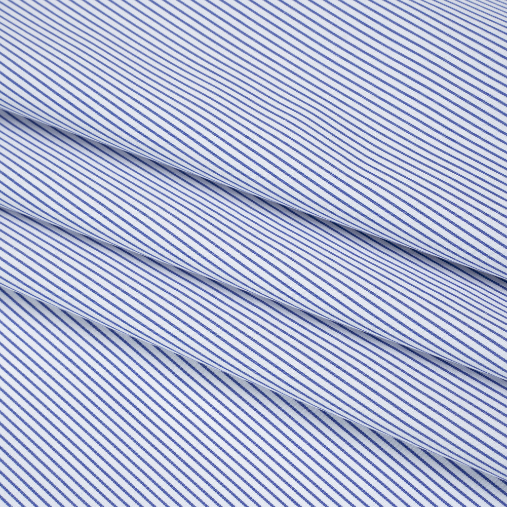 Cotton Shirting - Cobalt Blue and White Stripes - Deadstock Cotton Shirting - Cobalt Blue and White Stripes - Deadstock